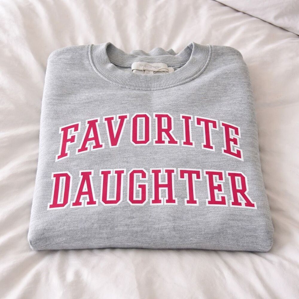 Favorite Daughter Collegiate Cotton Graphic Sweatshirt Size M Gray - Picture 2 of 8